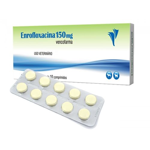Antibiótico Vencofarma Enrofloxacino para Cães e Gatos - 10 Comprimidos 150mg
