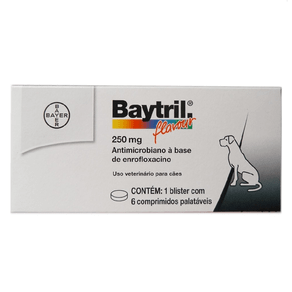 Antimicrobiano Baytril Flavour 250mg - 6 Comprimidos Antimicrobiano Baytril Flavour 250mg - 6 Comprimidos