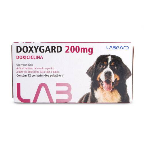 Antimicrobiano Doxygard Labgard 200mg P/ Cães e Gatos C/12 Comprimido