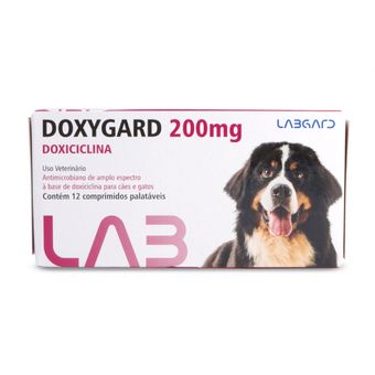 Antimicrobiano Doxygard Labgard 200mg P/ Cães e Gatos C/12 Comprimido