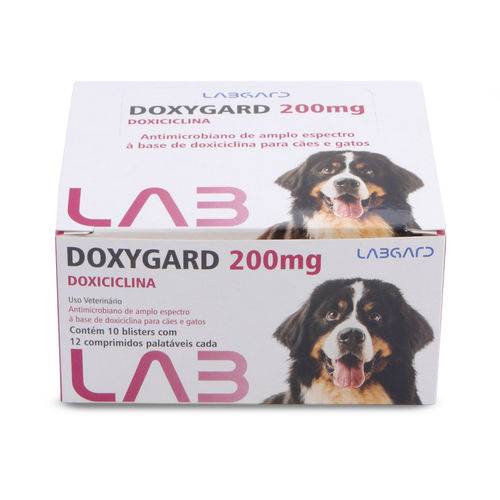 Antimicrobiano Doxygard Labgard 200mg P/ Cães e Gatos C/120 Comprimido