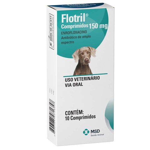 Antimicrobiano para Cães e Gatos MSD Flotril 150mg 10 Comprimidos