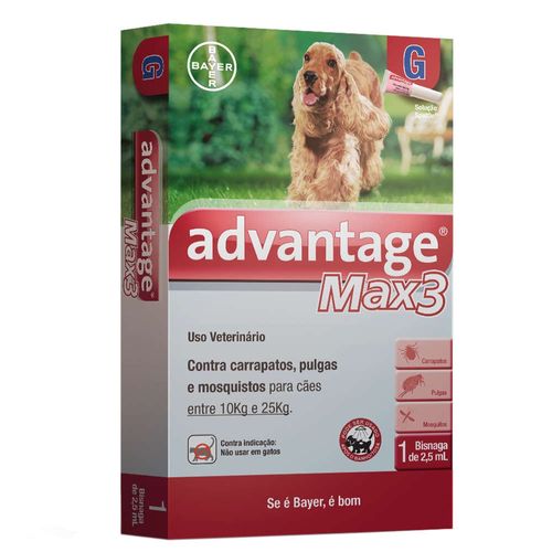 Antipulgas Bayer Advantage Max3 2,5ml para Cães Entre 10 e 25kg