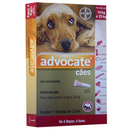 Antipulgas Bayer Advocate para Cães de 10 a 25 Kg - 2,5 Ml