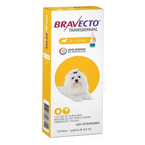 Antipulgas Bravecto Transdermal 0,4 Ml Cães 2 à 4,5 Kg