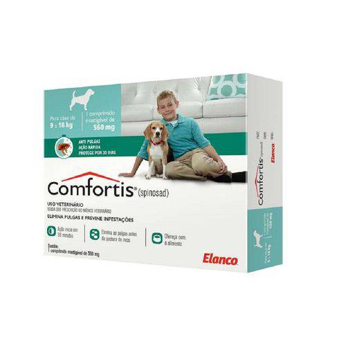 Antipulgas Comfortis Elanco 560 Mg para Cães de 9 a 18 Kg e Gatos de 5,5 a 11 Kg
