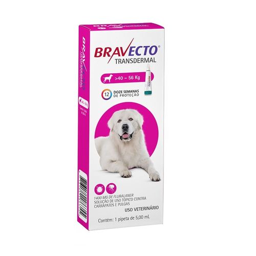 Antipulgas e Carrapatos Bravecto Transdermal para Cães de 40 a 56kg 1 Pipeta