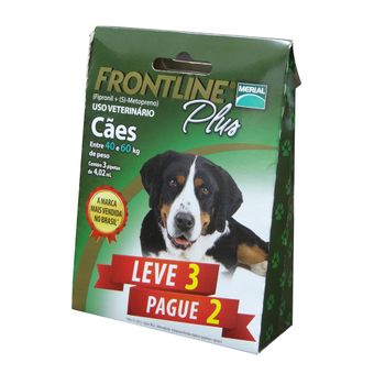 Antipulgas e Carrapatos Frontline Plus Merial P/ Cães de 40 a 60kg Leve 3 e Pague 2