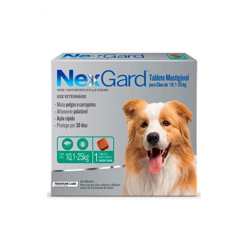 Antipulgas e Carrapatos Merial NexGard para Cães de 10,1 a 25kg 1 Comprimido