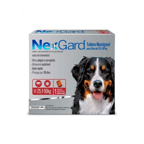 Antipulgas e Carrapatos Merial NexGard para Cães de 25,1 a 50kg 1 Comprimido