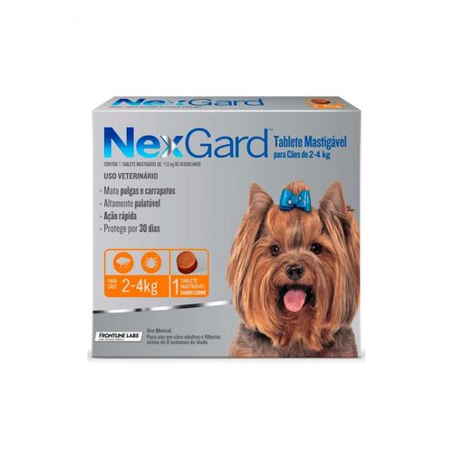 Antipulgas e Carrapatos Merial NexGard para Cães de 2 a 4kg 1 Comprimido