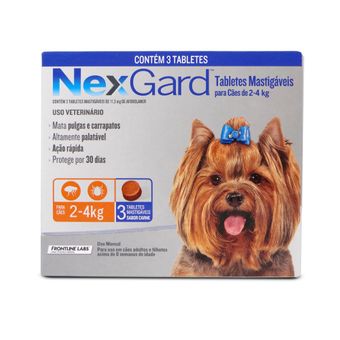 Antipulgas e Carrapatos Nexgard 0,5gr Merial P/ Cães de 2 a 4kg - 3 Tabletes Mastigáveis