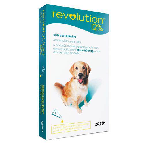 Antipulgas e Carrapatos Zoetis Revolution 12 para Cães de 20 a 40 Kg