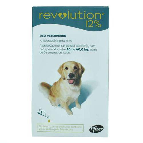 Antipulgas e Carrapatos Zoetis Revolution 12 para Cães de 20 a 40 Kg