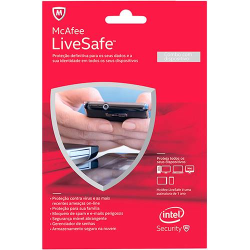 Antivírus McAfee Live Safe 2015 BR Card - PC Attach