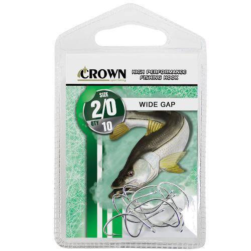 Anzol Crown Wide Gap Prata Número 2/0 - 10 Unidades - Prata