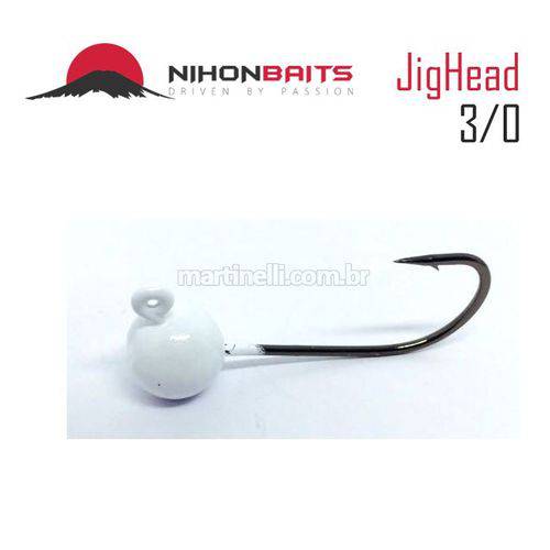 Anzol Jig Head Nihon Baits 10g - 3/0 Cor: Branco