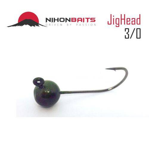 Anzol Jig Head Nihon Baits 10g - 3/0 Cor: Verde Musgo