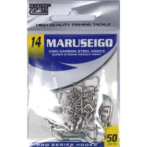 Anzol Marine Sports MARUSEIGO Nickel - Tamanho 14 - Cartela C/ 50