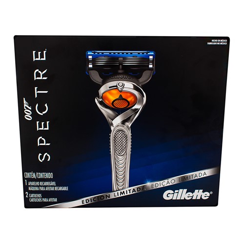 Aparelho de Barbear Gillette Fusion Proglide FlexBall 007 Spectre com 1 Unidade + 2 Cargas Edição Limitada