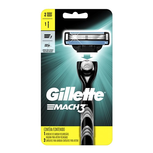Aparelho de Barbear Gillette Mach3 Regular + 2 Cargas