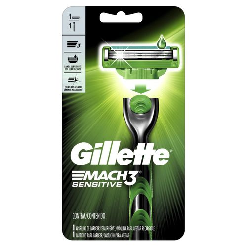 Aparelho de Barbear Gillette Mach3 Turbo Aloe Sensitive