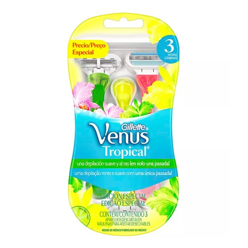 Aparelho de Depilação Gillette Venus Tropical com 3 Unidades Preço Especial