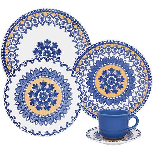 Aparelho de Jantar/Chá 30 Peças Cerâmica Floreal La Carreta - Oxford Porcelanas