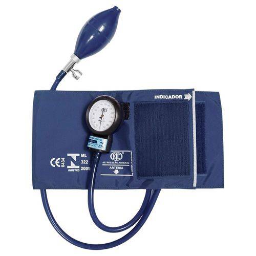Aparelho de Pressão Esfigmomanômetro Adulto Nylon Velcro Azul - Bic