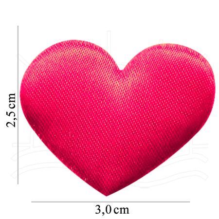 Aplicação Coração de Cetim Pequeno Pink - 3 Unid.