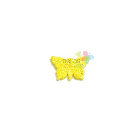 Aplique de EVA Borboleta Amarelo Glitter - Tamanho PP - 50 Unidades