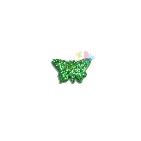 Aplique de EVA Borboleta Verde Bandeira Glitter - Tamanho PP - 50 Unidades