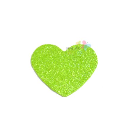 Aplique de EVA Coração Verde Claro Glitter - Tamanho PP - 50 Unidades