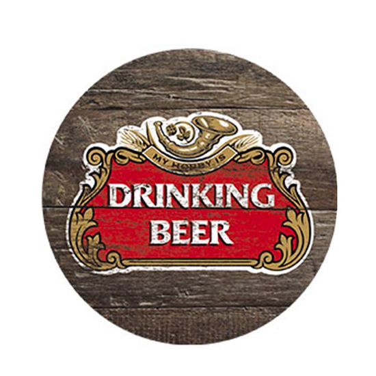 Aplique Decoupage em Papel e MDF Porta Copo Drinking Beer APM10-001 - Litoarte