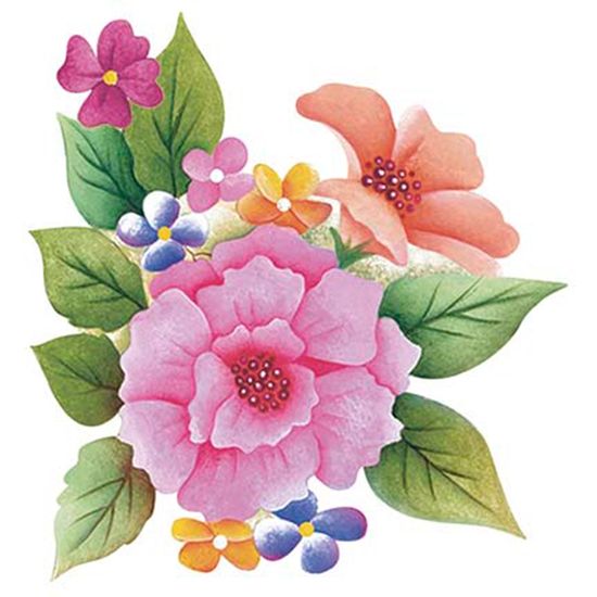 Aplique Decoupage Litoarte 8cm APM8-1100 Flores Coloridas