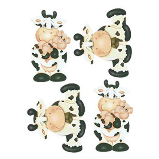 Aplique Decoupage Litoarte APM3-187 em Papel e MDF 3cm Vaca e Porco