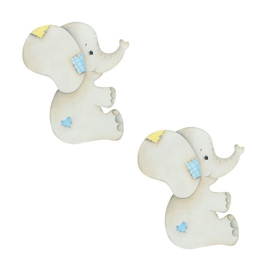 Aplique Decoupage Litoarte APM4-300 em Papel e MDF 4cm Elefantinhos Bebês