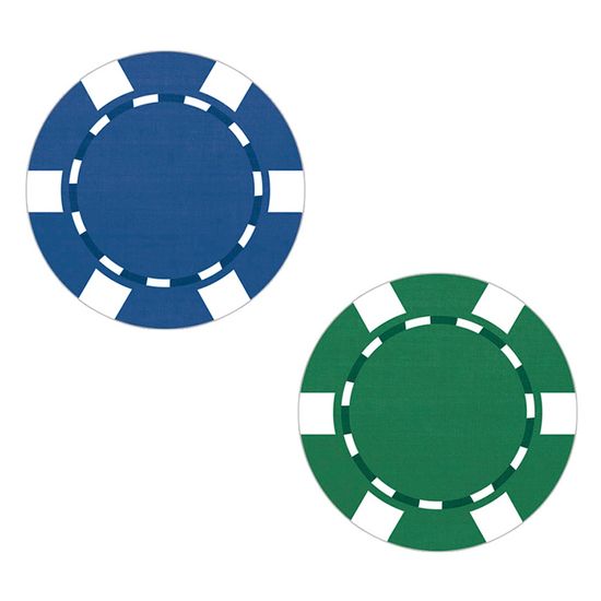 Aplique Decoupage Litoarte APM4-304 em Papel e MDF 4cm Fichas Poker Azul e Verde