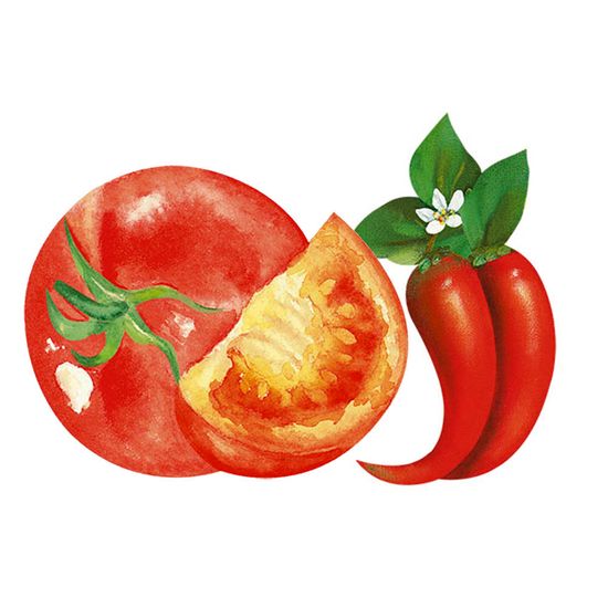 Aplique Decoupage Litoarte APM4-244 em Papel e MDF 4cm Tomate e Pimenta