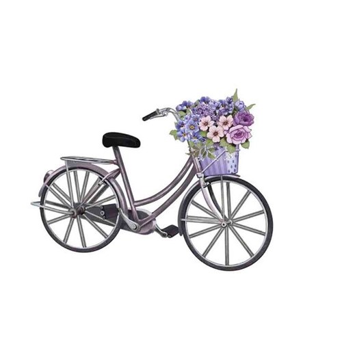 Aplique Decoupage Litoarte APM8-482 em Papel e MDF 8cm Bicicleta com Cesto de Flores