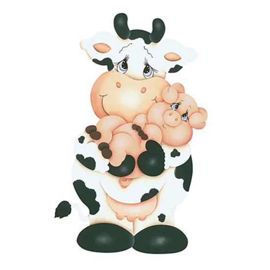 Aplique Decoupage Litoarte APM8-548 em Papel e MDF 8cm Vaca e Porquinho