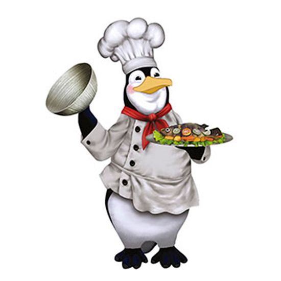 Aplique Decoupage Litoarte APM8-392 em Papel e MDF 8cm Pinguim Cozinheiro
