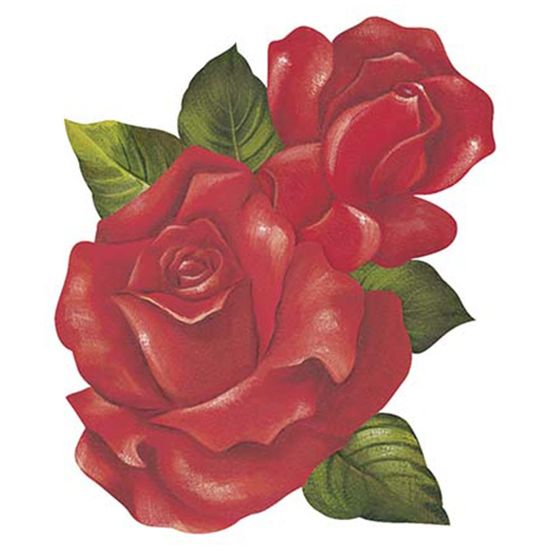 Aplique Decoupage Litoarte APM8-983 em Papel e MDF 8cm Rosas Vermelhas