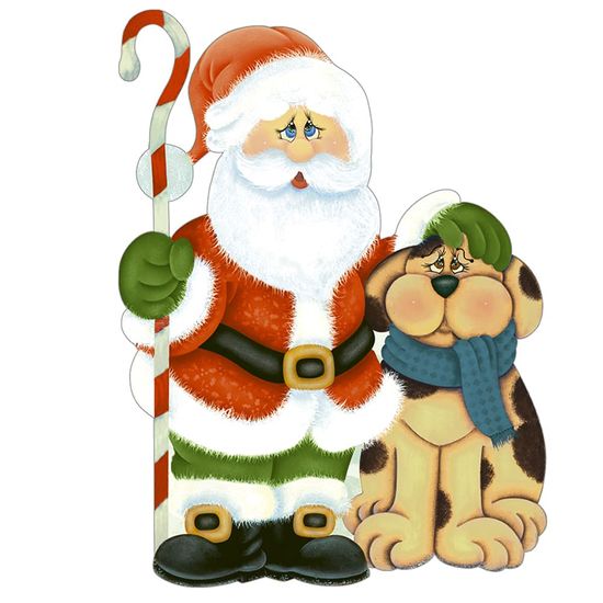 Aplique Decoupage Natal Litoarte APMN12-005 em Papel e MDF 12cm Papai Noel