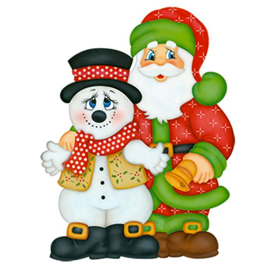 Aplique Decoupage Natal Litoarte APMN8-004 em Papel e MDF 8cm Noel e Boneco de Neve