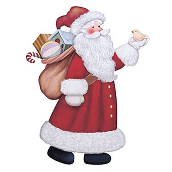 Aplique Decoupage Natal Litoarte APMN8-060 em Papel e MDF 8cm Papai Noel e Pássaro
