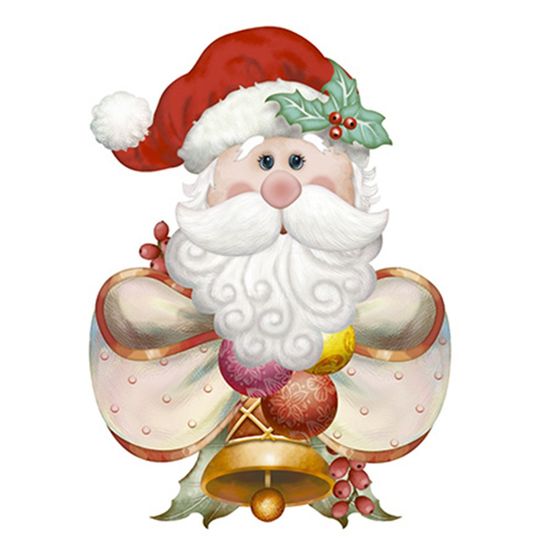 Aplique Decoupage Natal Litoarte APMN8-105 em Papel e MDF 8cm Papai Noel com Laço