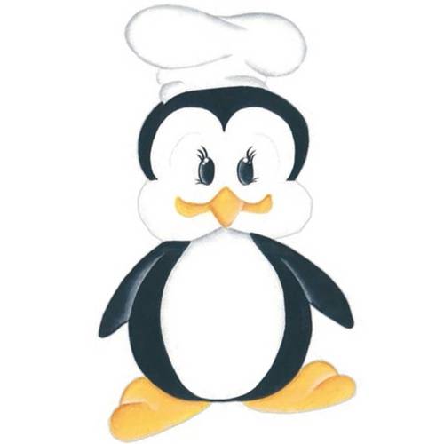 Aplique Madeira e Papel Placa Pinguim Cozinheiro Lmapc-255 - Litocart