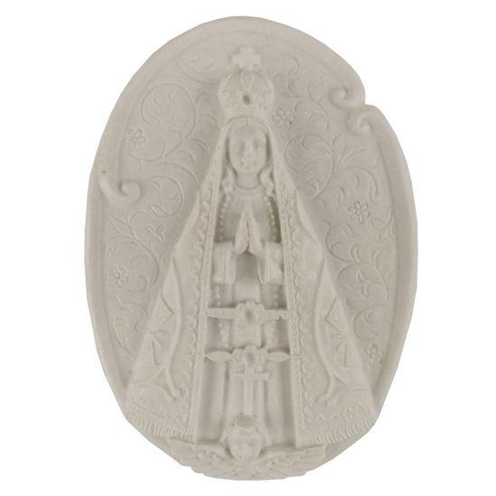Aplique Religioso Oval Nossa Senhora Aparecida 10,8x7,8cm - Resina