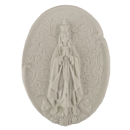 Aplique Religioso Oval Nossa Senhora de Fátima 10,5x7,8cm - Resina